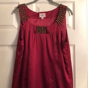 Burgundy beaded tunic; sleeveless